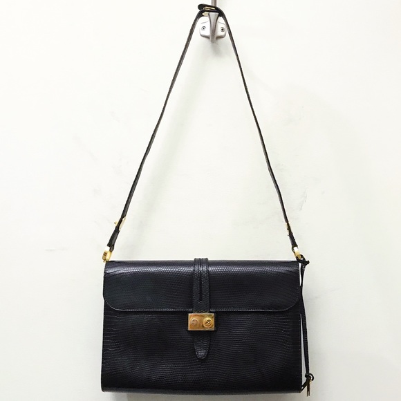 Mark Cross Lizard Leather Jumbo Flap Shoulder Bag - Picture 2 of 11